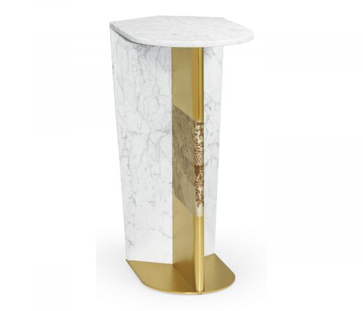 JC Modern - Fusion Collection - Fusion White & Black Marble End Table