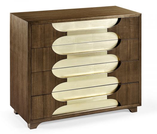 JC Modern - Gatsby Collection - Gatsby Walnut & Champagne Silver-Leaf Chest