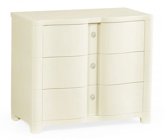 JC Modern - Eclectic Collection - Bowfront Ivory Bedside Chest of Drawers