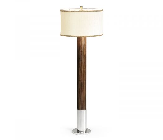 JC Modern - Campaign Collection - Circular Campaign Style Dark Santos Rosewood & White Stainless Steel Floor Lamp
