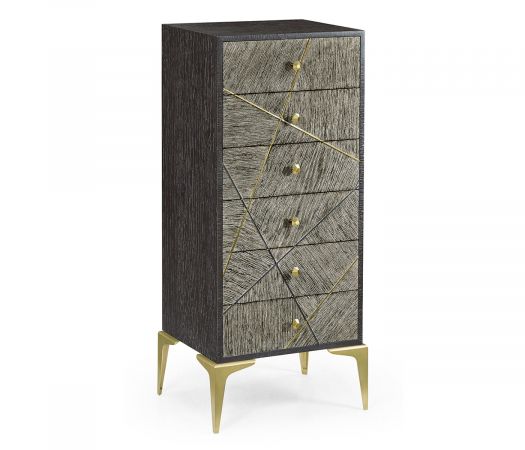 JC Modern - Geometric Collection - Geometric Tall Dark French Oak Chest of Six Drawers