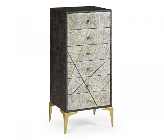 JC Modern - Geometric Collection - Geometric Tall Light French Oak Chest of Six Drawers