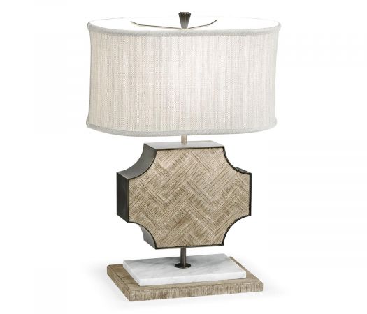 JC Modern - Corniche Collection - Curved Wide Cross Grey Oak Table Lamp