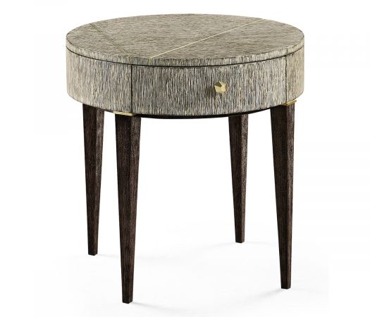 JC Modern - Geometric Collection - Geometric Circular Dark French Oak End Table with Drawer