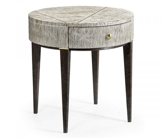 JC Modern - Geometric Collection - Geometric Circular Light French Oak End Table with Drawer