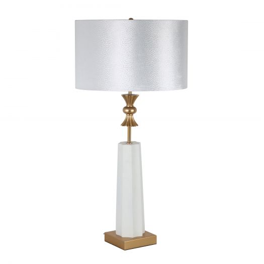 POLYRESIN 34.5" CROWN TABLE LAMP, , WHITE- KD