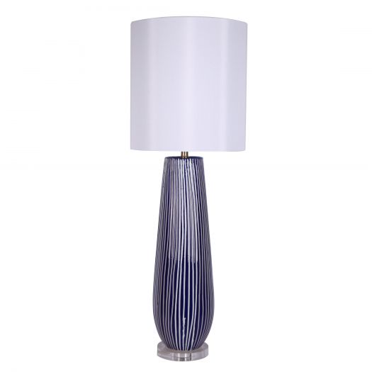 Ceramic 29" Cylinder Tablr Lamp, Blue