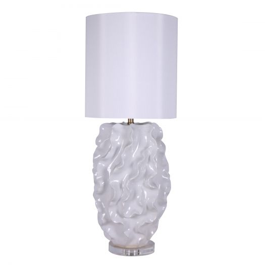 Ceramic 36" Ruffle Table Lamp, White