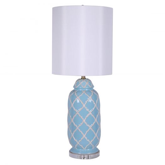 Ceramic Urn Table Lamp, Blue/White