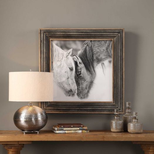 CUSTOM BLACK AND WHITE HORSES FRAMED PRINT