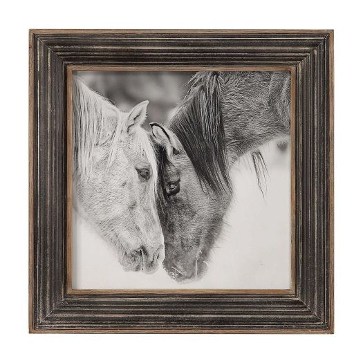 CUSTOM BLACK AND WHITE HORSES FRAMED PRINT