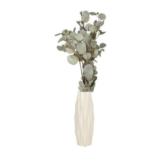 Sagebrook Home 12 in. Ceramic Flutter Vase, Cream