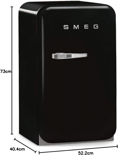 Smeg Single Door Refrigerator, Retro Style, 38 Litres Black