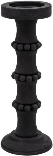 WOOD, 15" ANTIQUE STYLE CANDLE HOLDER, BLACK