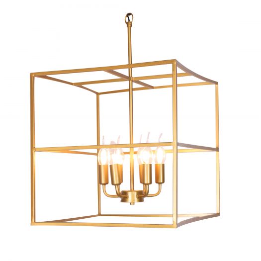 Metal 6 Light Cage Chandelier Gold