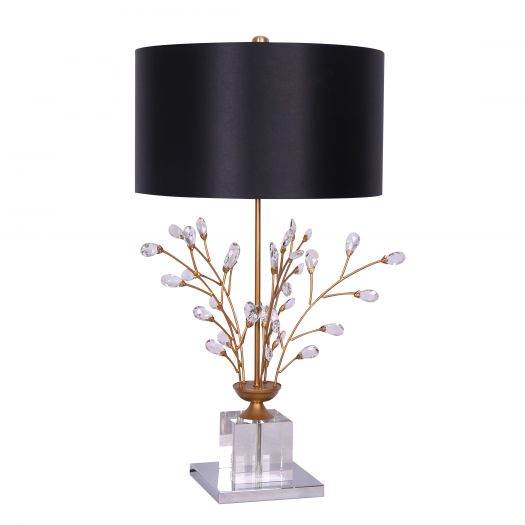 Crystal Flower Table Lamp, Gold