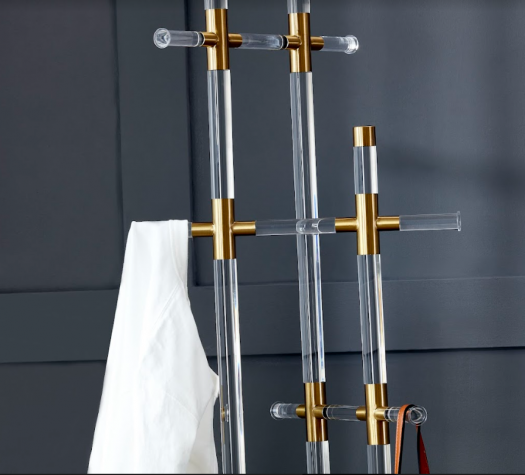 Clrear Acrylic Coat Rack Matte Gold Metal