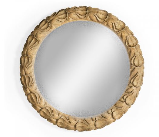 William Yeoward Collected - Country House Chic - Wrenbury Round Gilded Vintage Oak Mirror