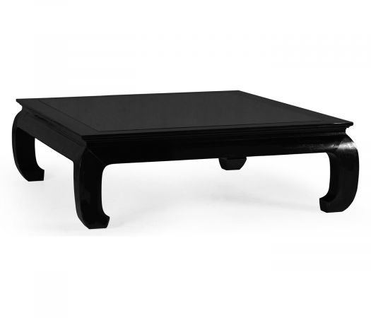 Churchman Collection - Square Ming Ebonized Coffee Table with Black Glass Top