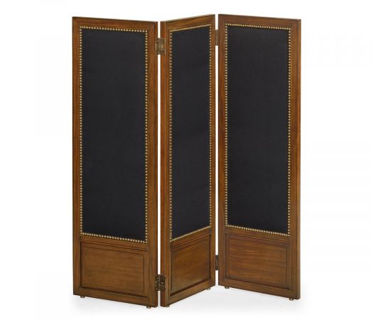 Churchman Collection - Medium Mahogany & Black Linen Folding Screen