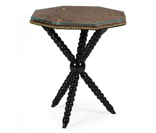 Churchman Collection - Black Edwardian Campaign Side Table with Glass Top