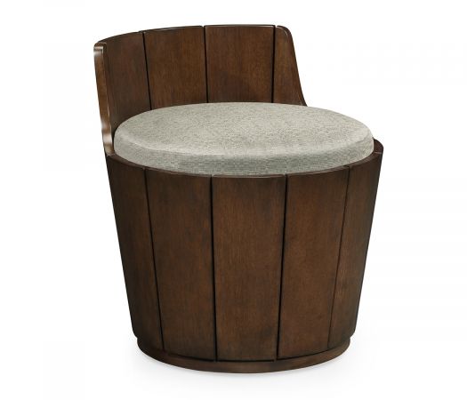 JC Outdoor - Hampton Collection - Swivel Walnut Storage Bucket Stool