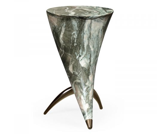 JC Outdoor - Biscayne Collection - Horn Shaped Faux Black & Grey Marble End Table