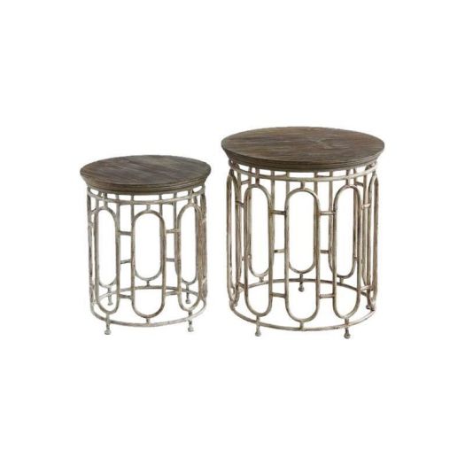 Wood Metal Tables Set of 2