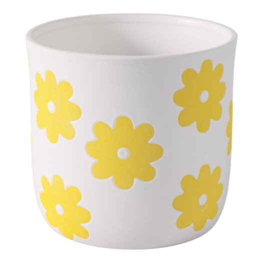 6 Flower Power Planter, White/yellow