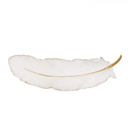 Resin Feather Wall Decor, White/Gold