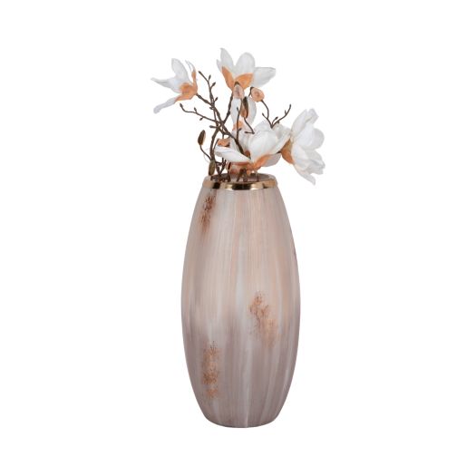 Curved Glass Vase Opal Finish, Ivory Multi
