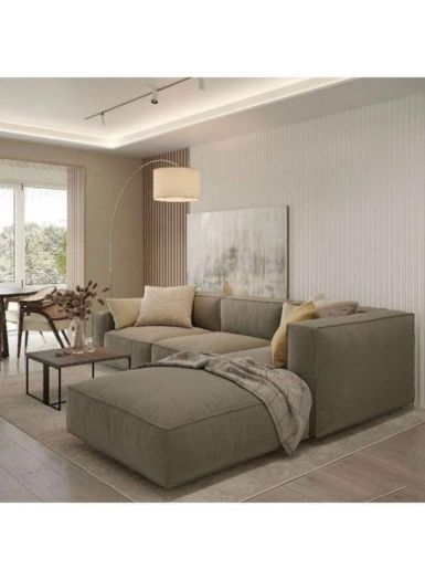 Royal | Classic Linen L-Shape Sofa - Grey