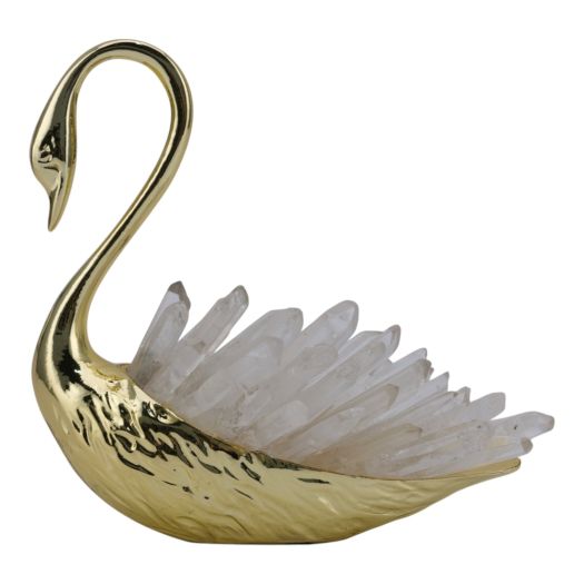 6cascade Crystal Sitting Swan With Curved Neck