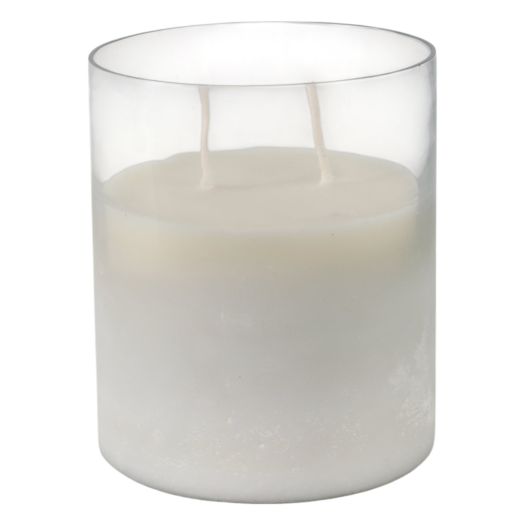 6x5 34 Oz Jasmine Frosted Glass Candle, Clear