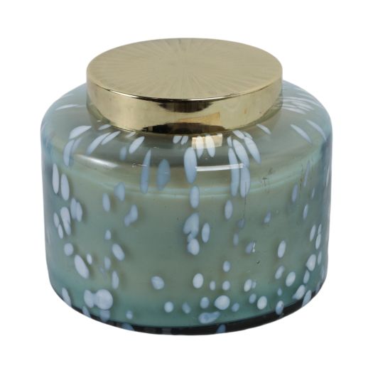 7 71 Oz Jasmine Speckle Lidded Candle, Blue/gold