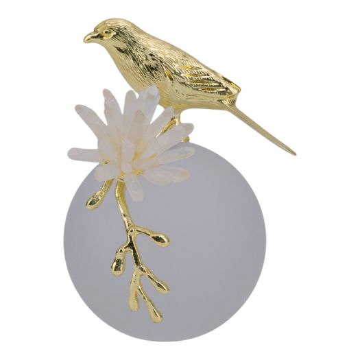 7 Madilynn Crystal Sphere Metal Bird Statuary