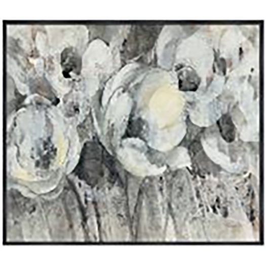 43X37 Flowers On Canvas, Gray