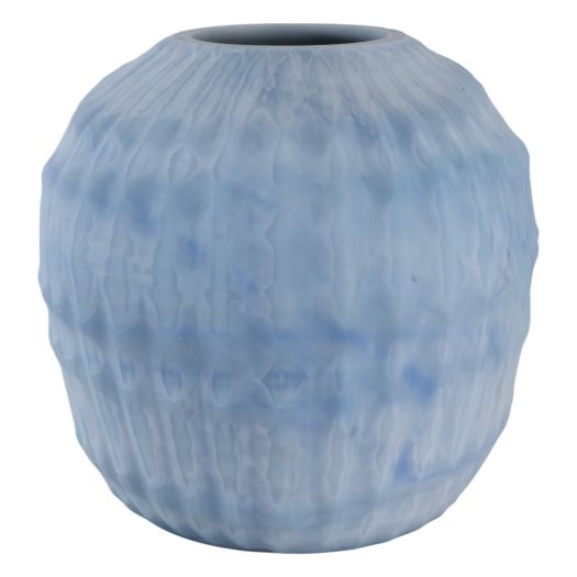 Warwick Blue Carved Glass Vase