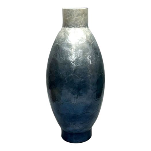 Ombre Capiz Vase, Ivory/blue