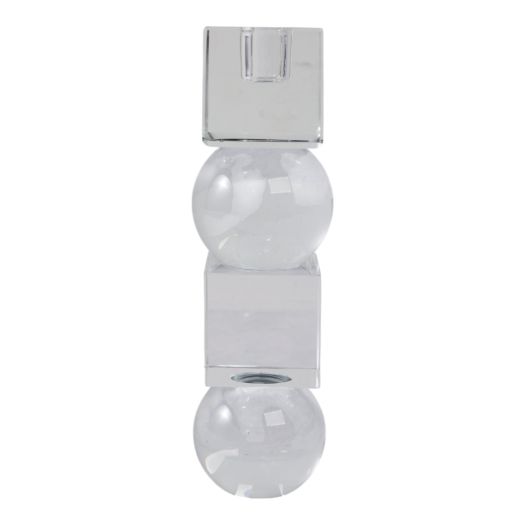 8 Crystal Orbs & Blocks Taper Candleholder, Clear