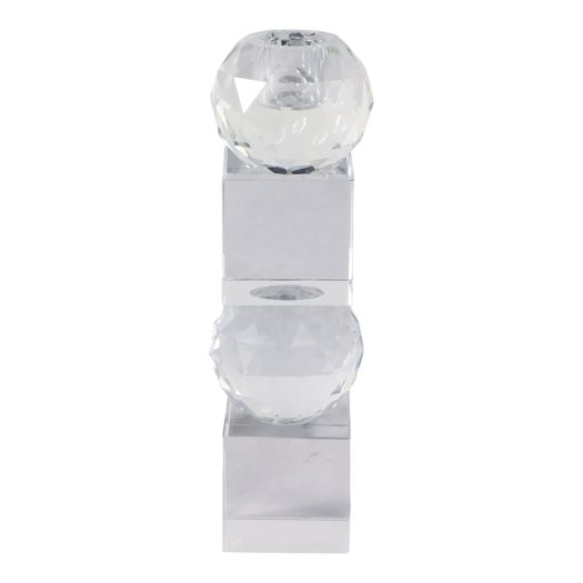 8 FACETED CRYSTAL ORBS CRYSTAL TAPERHOLDER, CLEAR