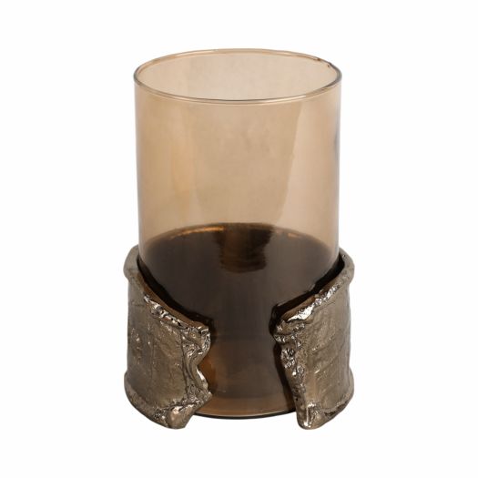 8 MAPUTO SM CANDLE HOLDER GLASS, BROWN
