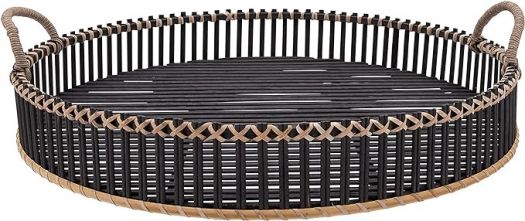 S/2 BAMBOO 24/30" ROUND TRAYS, BLACK