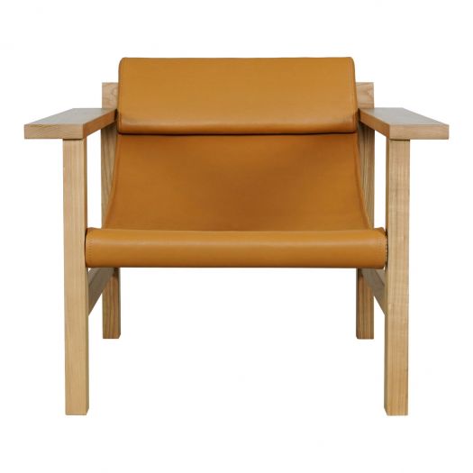 Annex Leather Lounge Chair Hazel Brown