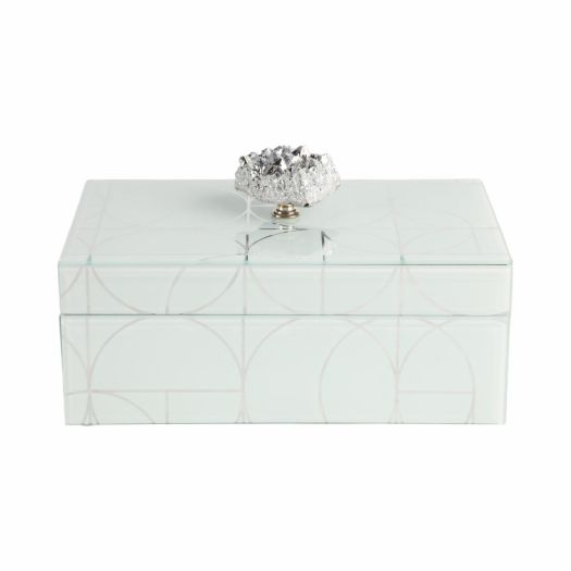 8x5 Sparkly Geo Glass Box Stone Top, Silver