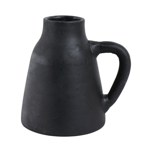 8x8 Terracotta Vase With Handle, Black