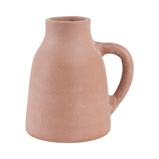 8x8 Terracotta Vase With Handle, Light Natural