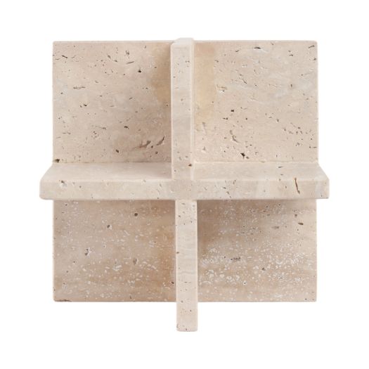 8X8 TRAVERTINE GEO OBJECT, TAN