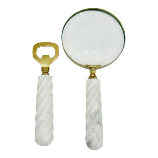 9 Romer White Marble Magnifying Glass And Bottle