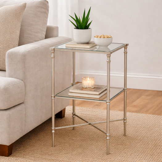 Henzler 126 W x 47 H x 126 D Silver Square Coffee Table with Glass Top